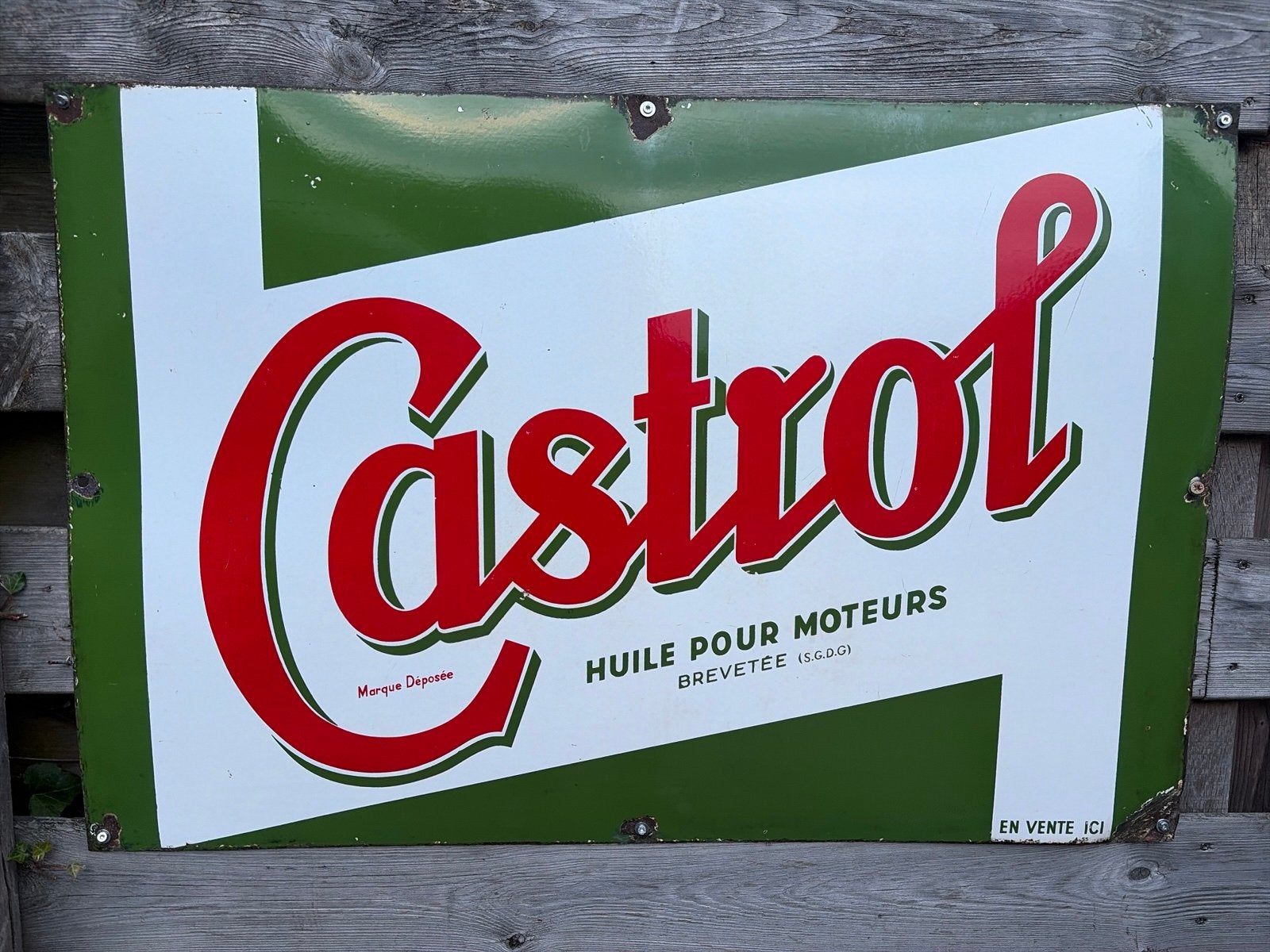 Emaille reclamebord Castrol motorolie olie 1955, Verzamelen, Ophalen of Verzenden, Zo goed als nieuw, Reclamebord