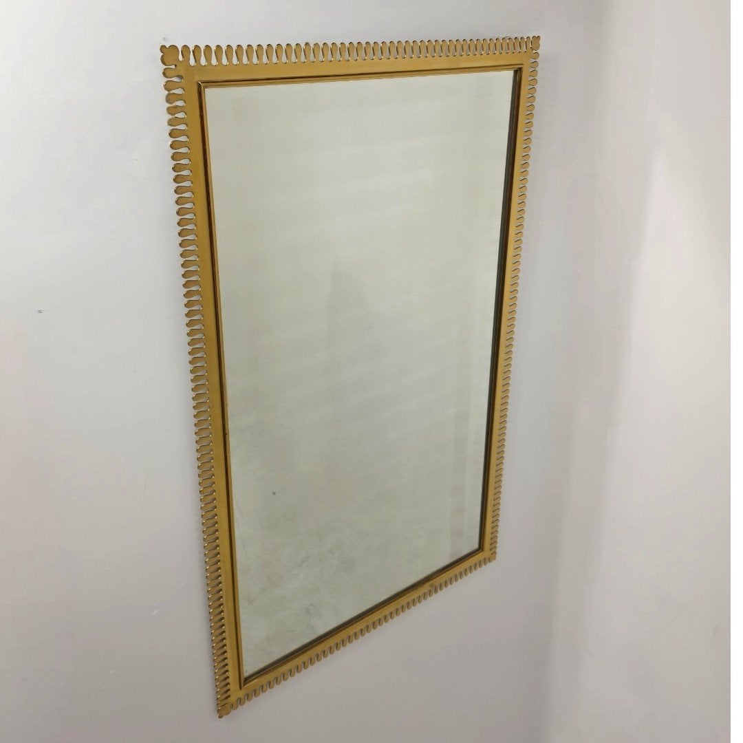 Felix Diller Messing Spiegel 70x115 Jaren 60/70 XL, Ophalen, Gebruikt, Rechthoekig, Minder dan 100 cm