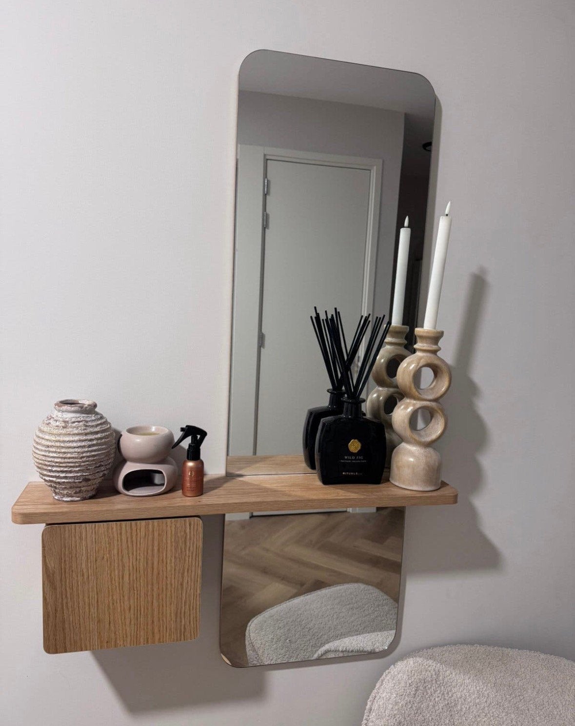 Hangspiegel met wandplank, Ophalen, Zo goed als nieuw, Rechthoekig, Minder dan 100 cm