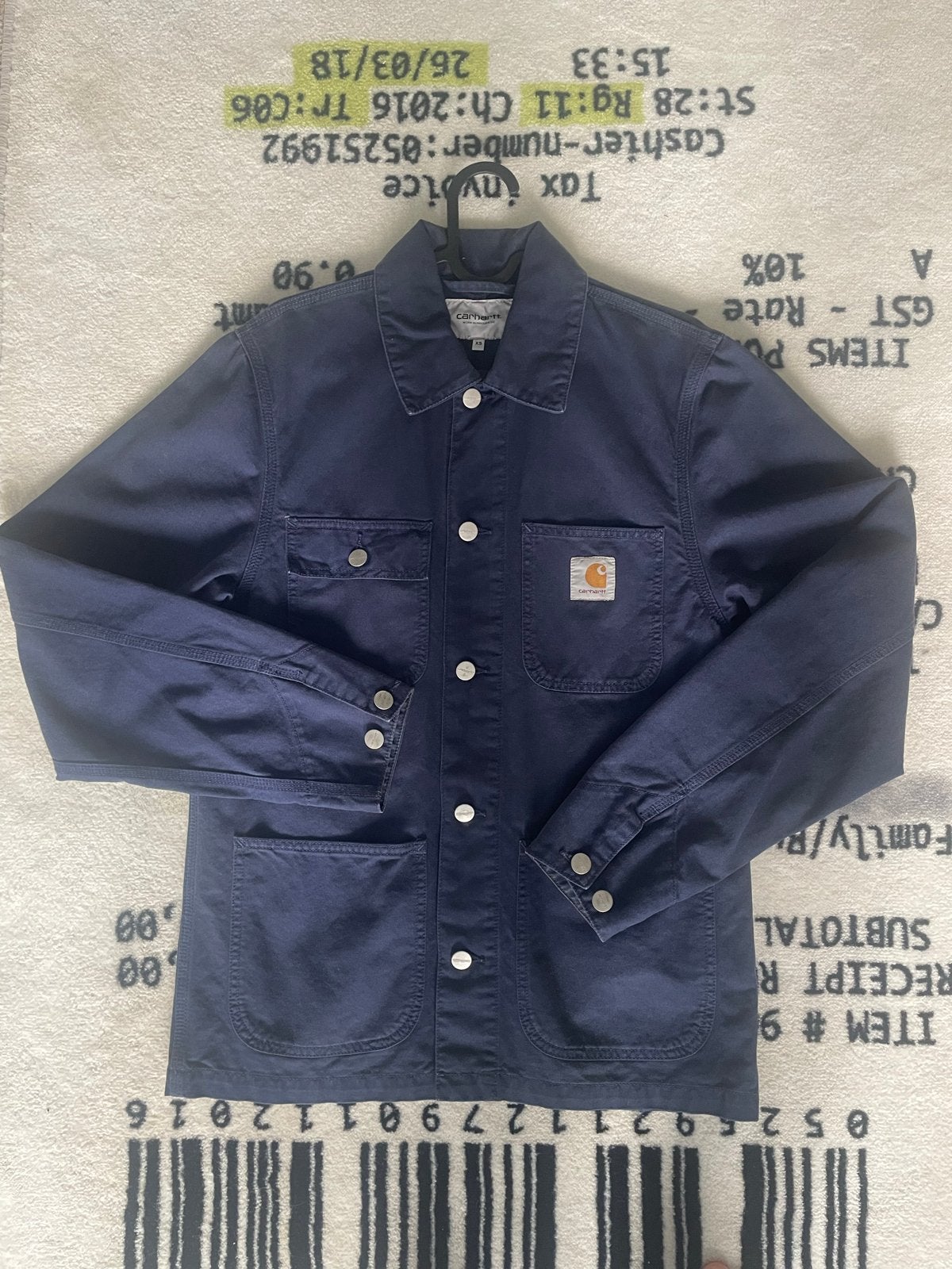 Carhartt WIP Michigan Chore Coat - Donkerblauw, Ophalen of Verzenden, Zo goed als nieuw, Maat 46 (S) of kleiner, Blauw