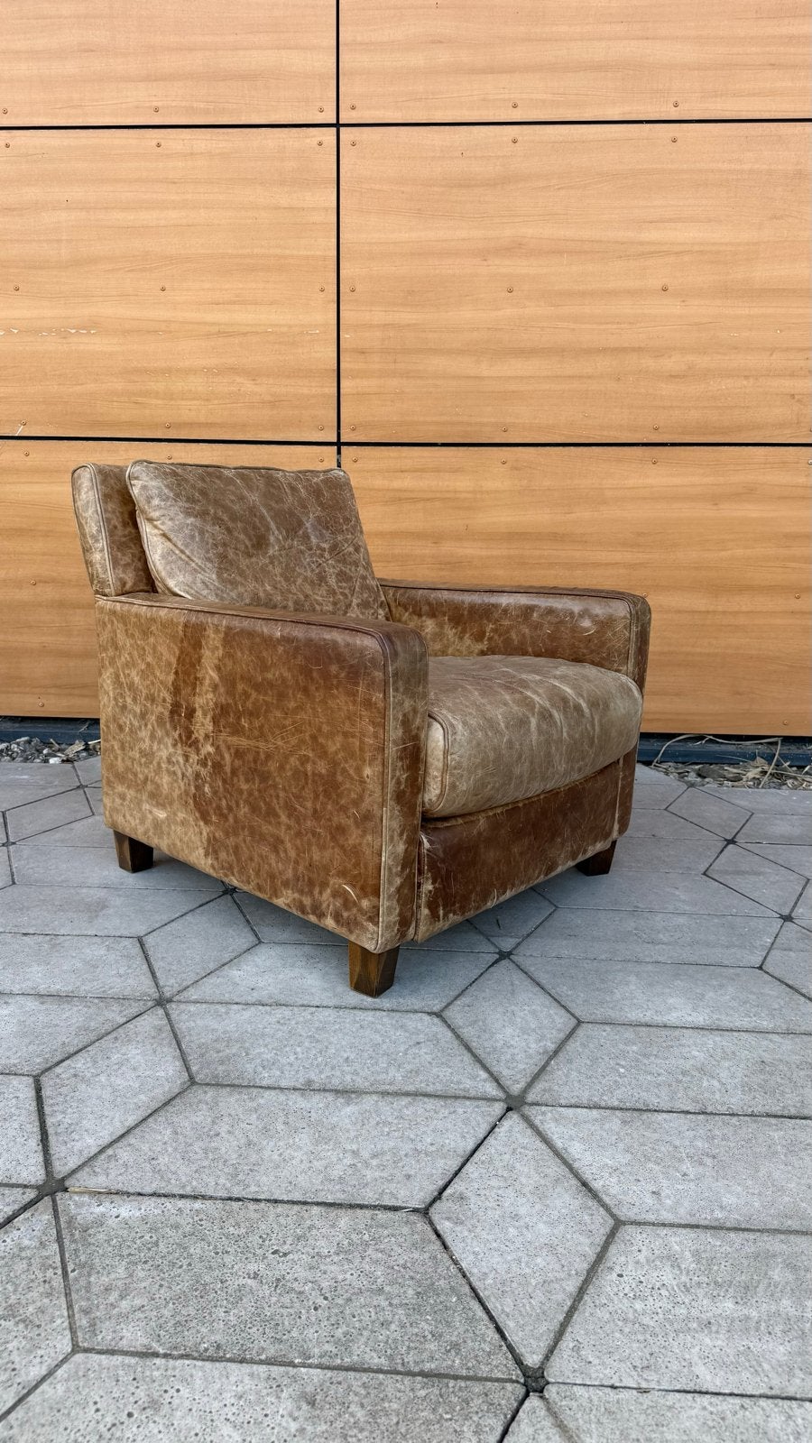 Leren fauteuil in vintage stijl - Natuzzi (Designer), Ophalen, Gebruikt, Leer, 75 tot 100 cm