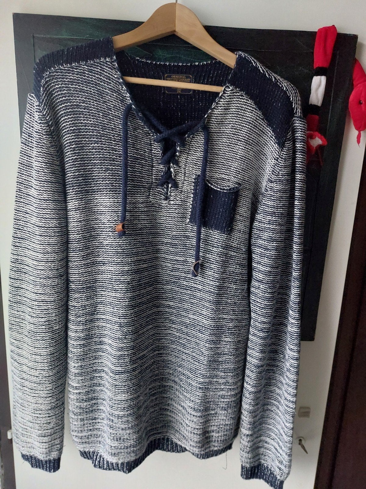 Heren trui met vetersluiting - Original Wam Denim xxl, Kleding | Heren, Blauw, Overige maten, Ophalen of Verzenden, Gedragen