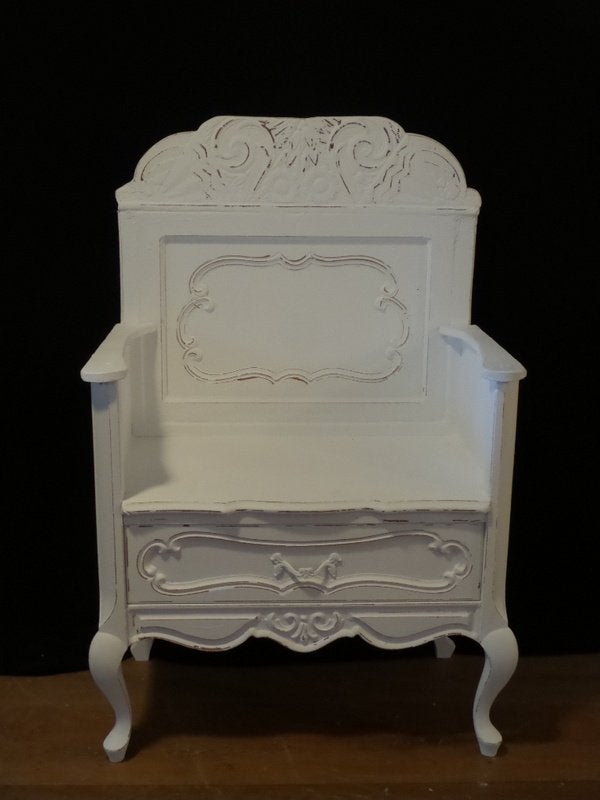 Kinderbankje wit gerestyled, Antiek en Kunst, Ophalen