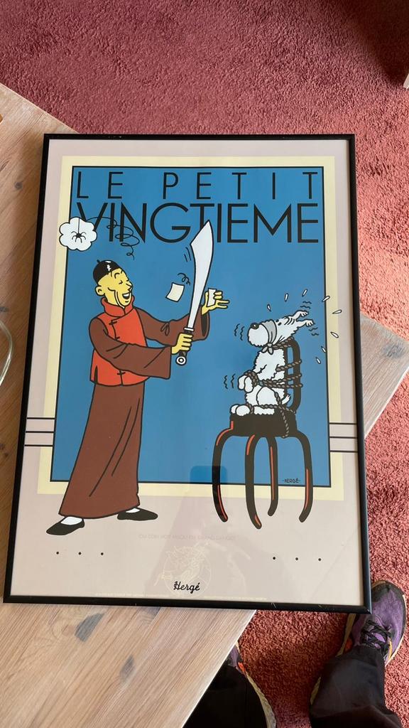 Kuifje poster - Le Petit Vingtieme - Hergé, Verzamelen, Posters, Ophalen, Met lijst, A1 t/m A3, Film en Tv