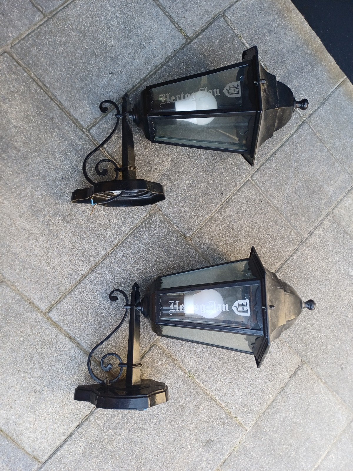 Hertog Jan buitenlampen - set van 2, Overige merken, Gebruikt, Zwart, E27 (groot)