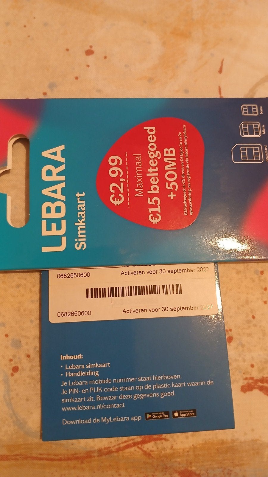 06-82-650-600 MOOI NUMMER LEBARA PREPAID SIMKAART NUMMER, Telecommunicatie, Prepaidkaarten en Simkaarten, Ophalen of Verzenden