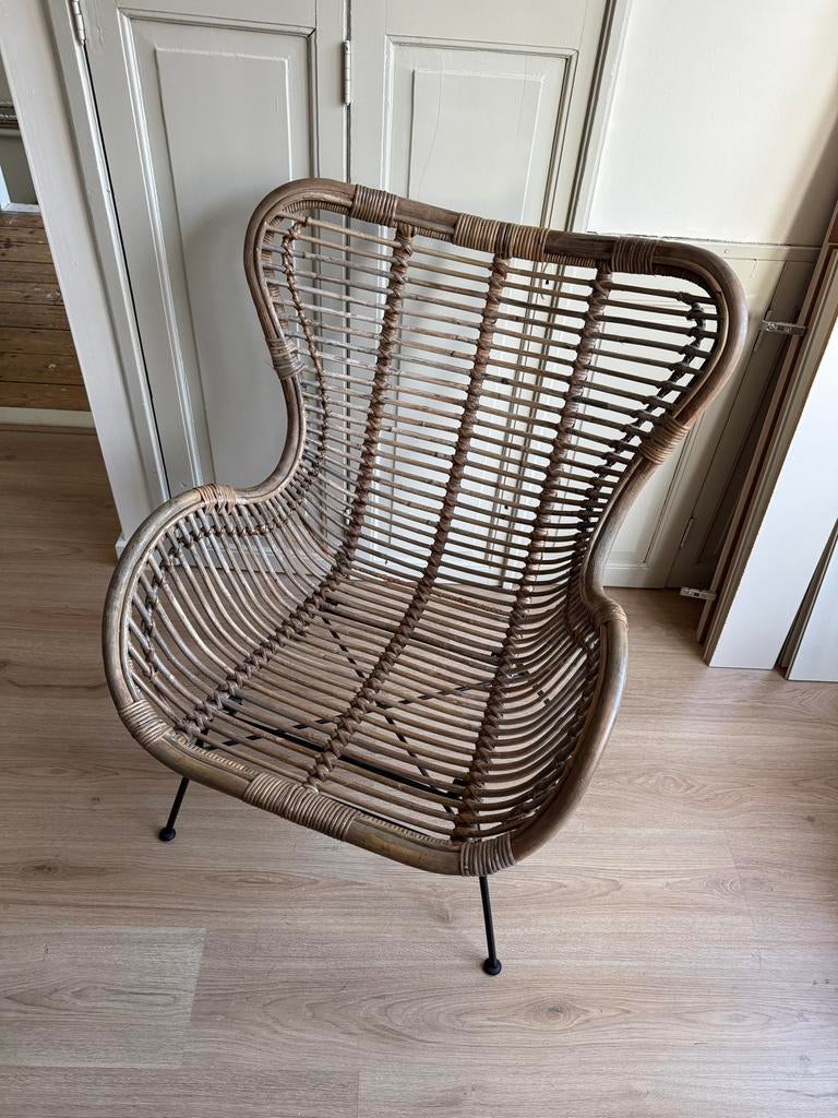 Rotan fauteuil vlinderstoel, Ophalen, Bruin, Riet of Rotan, Zo goed als nieuw