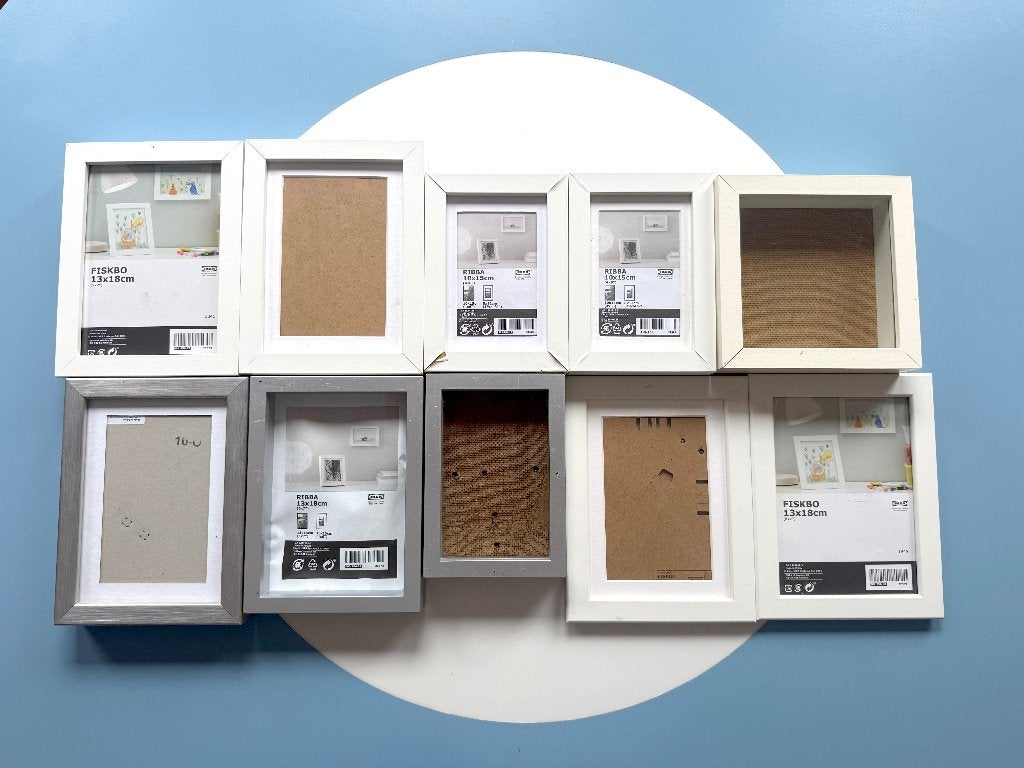 10 IKEA fotolijstjes wit & zilver – RIBBA / FISKBO, Ophalen, Hout, Standaard fotolijst, Meerkleurig