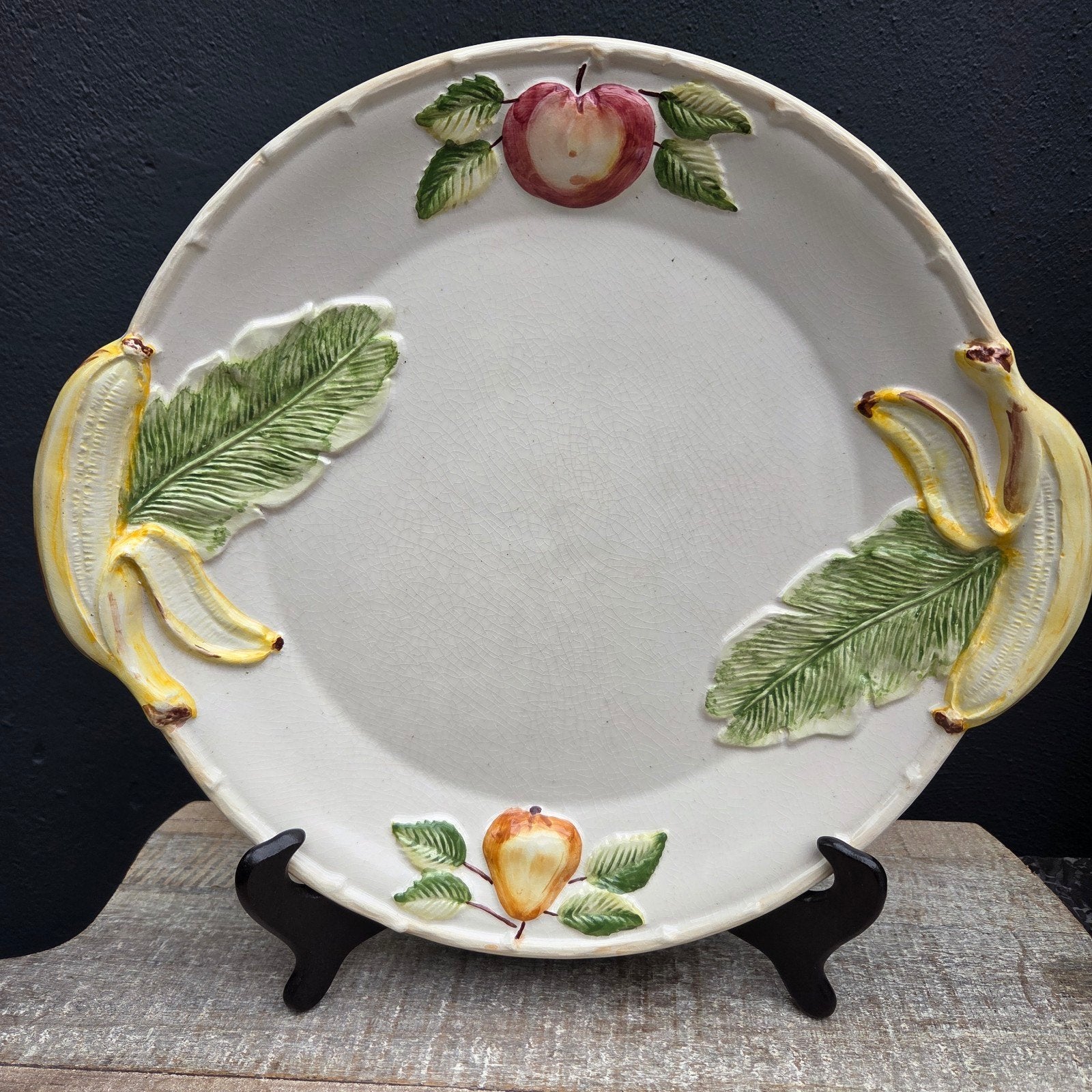 Grote Portugese aardewerk schaal met fruitdecor 38 cm, Ophalen of Verzenden