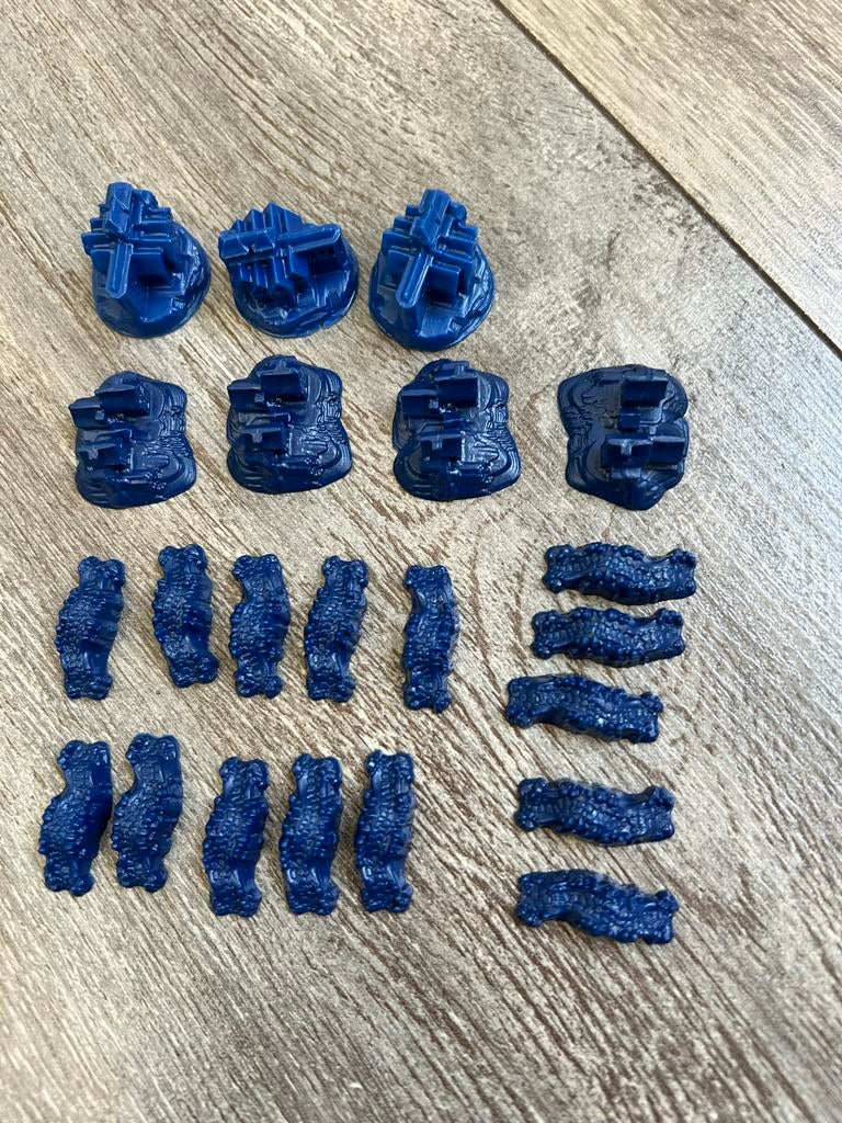 Catan speelstukken blauw - Complete set, Drie of vier spelers, Ophalen of Verzenden, Zo goed als nieuw