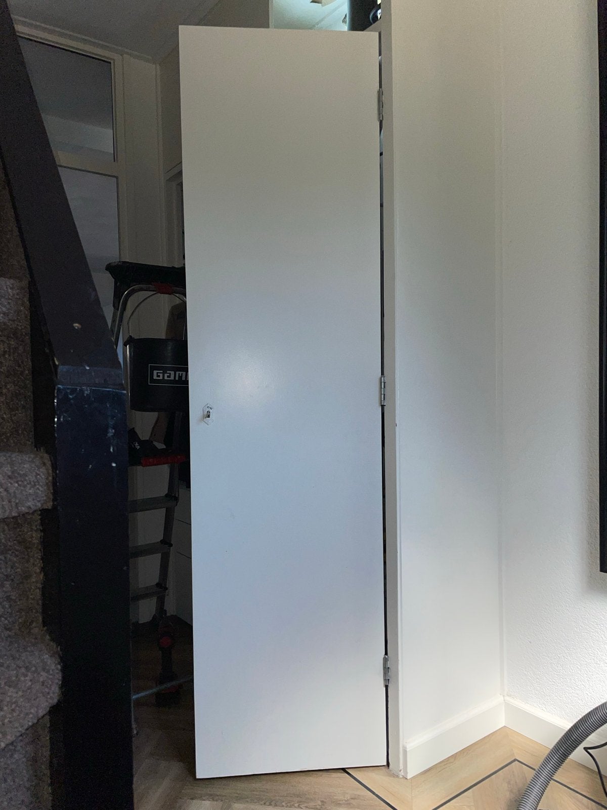 Witte stompe binnendeur met slot, 200x53x4cm, Doe-het-zelf en Verbouw, Deuren en Horren, Ophalen, Gebruikt, Minder dan 80 cm, Binnendeur