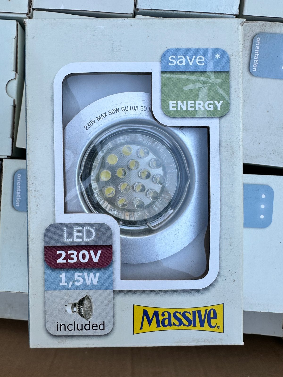 Massive LED inbouwspot 1.5W GU10 - Nieuw in doos 49 stuks, Ophalen, Led-lamp, GU10, Nieuw