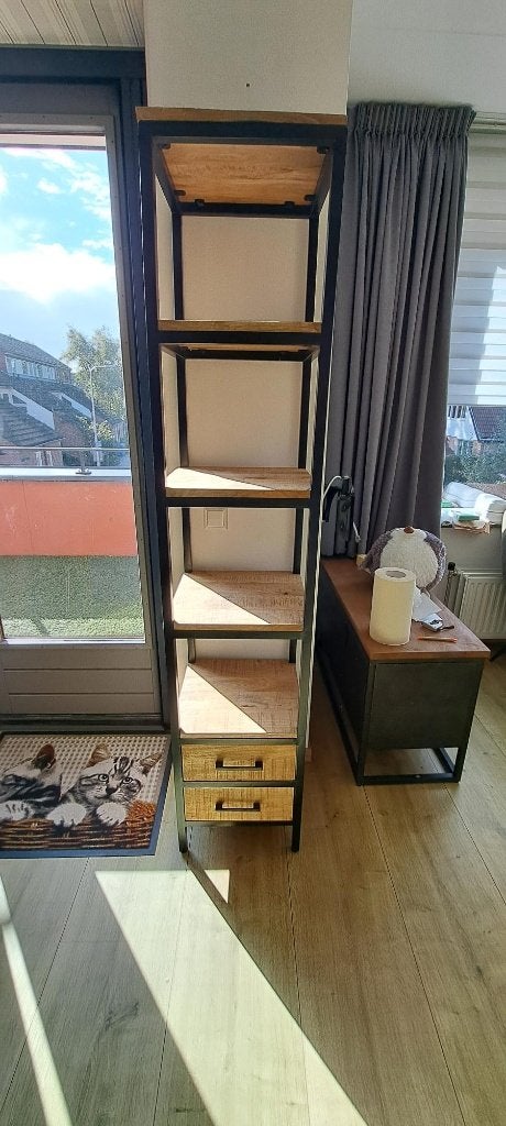Kasten Diverse, Met lade(s), Mango hout met stalen frame, 50 tot 100 cm, Zo goed als nieuw