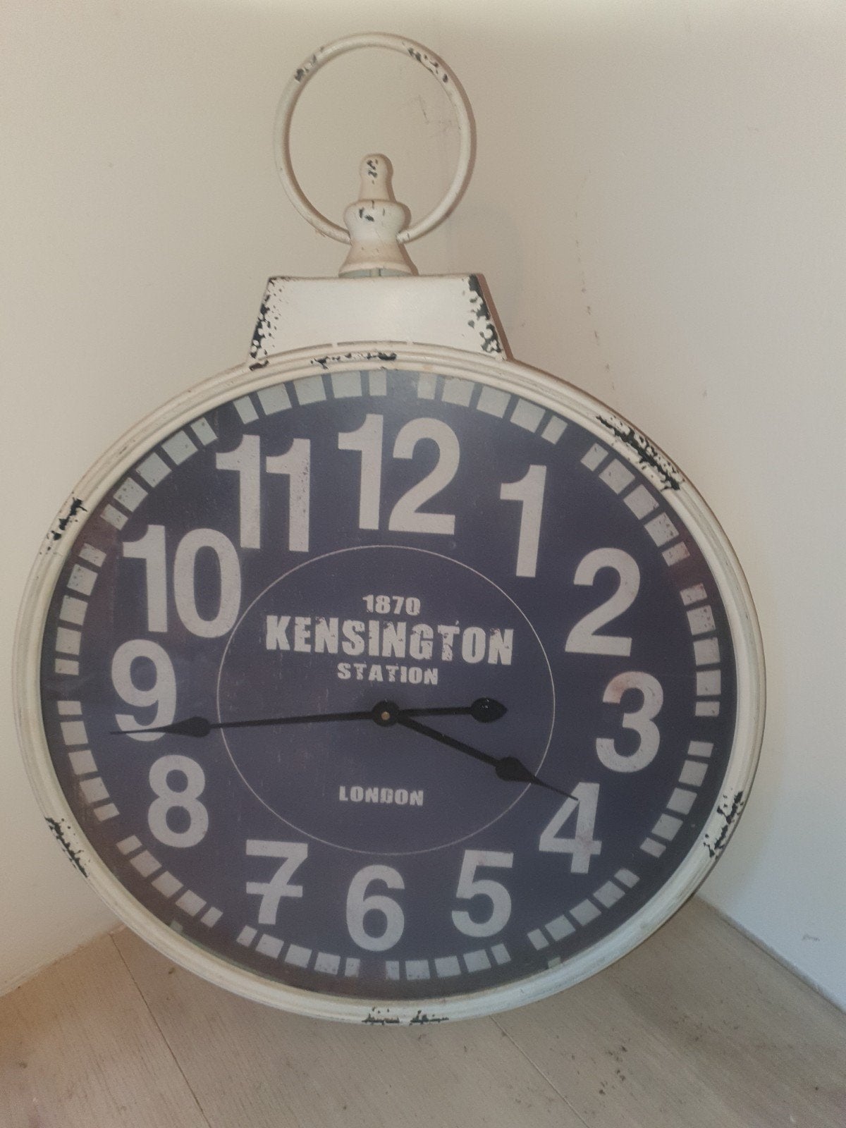 Vintage Kensington Station wandklok - 60cm rond, Antiek en Kunst, Ophalen of Verzenden