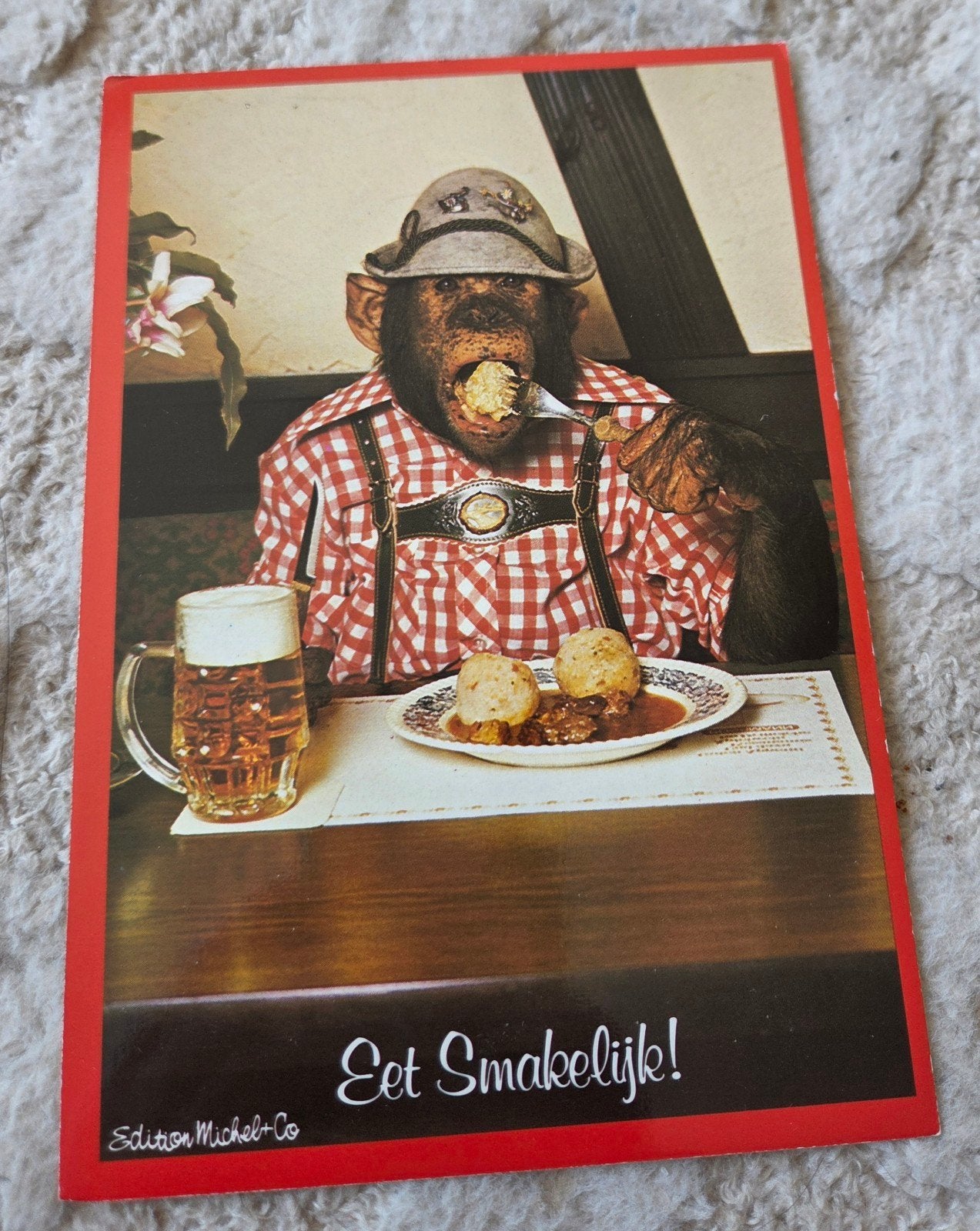 Grappige Ansichtkaart Aap - Eet Smakelijk - Bier Duitsland, Verzenden, 1980 tot heden, Ongelopen, Kinderen
