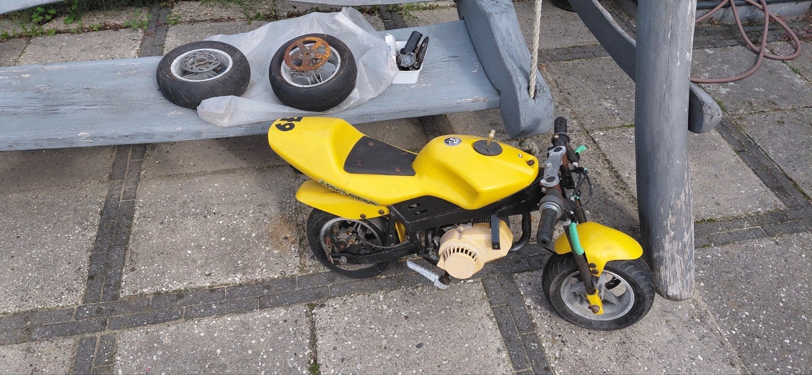 Gele Nitro Minibike 49cc - Project voor de handige klusser, Ophalen, Gebruikt, Schijfrem, Overige typen