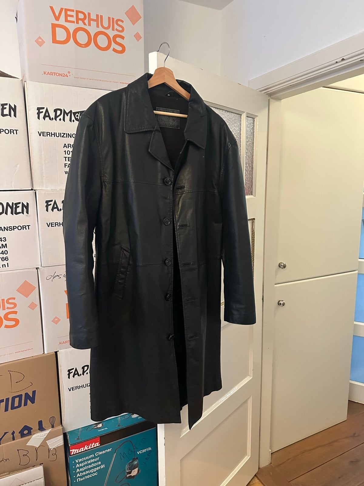 Vintage Leren Jas XXL - Mooie Oude Stijl, Ophalen, Zo goed als nieuw, Overige maten, Zwart