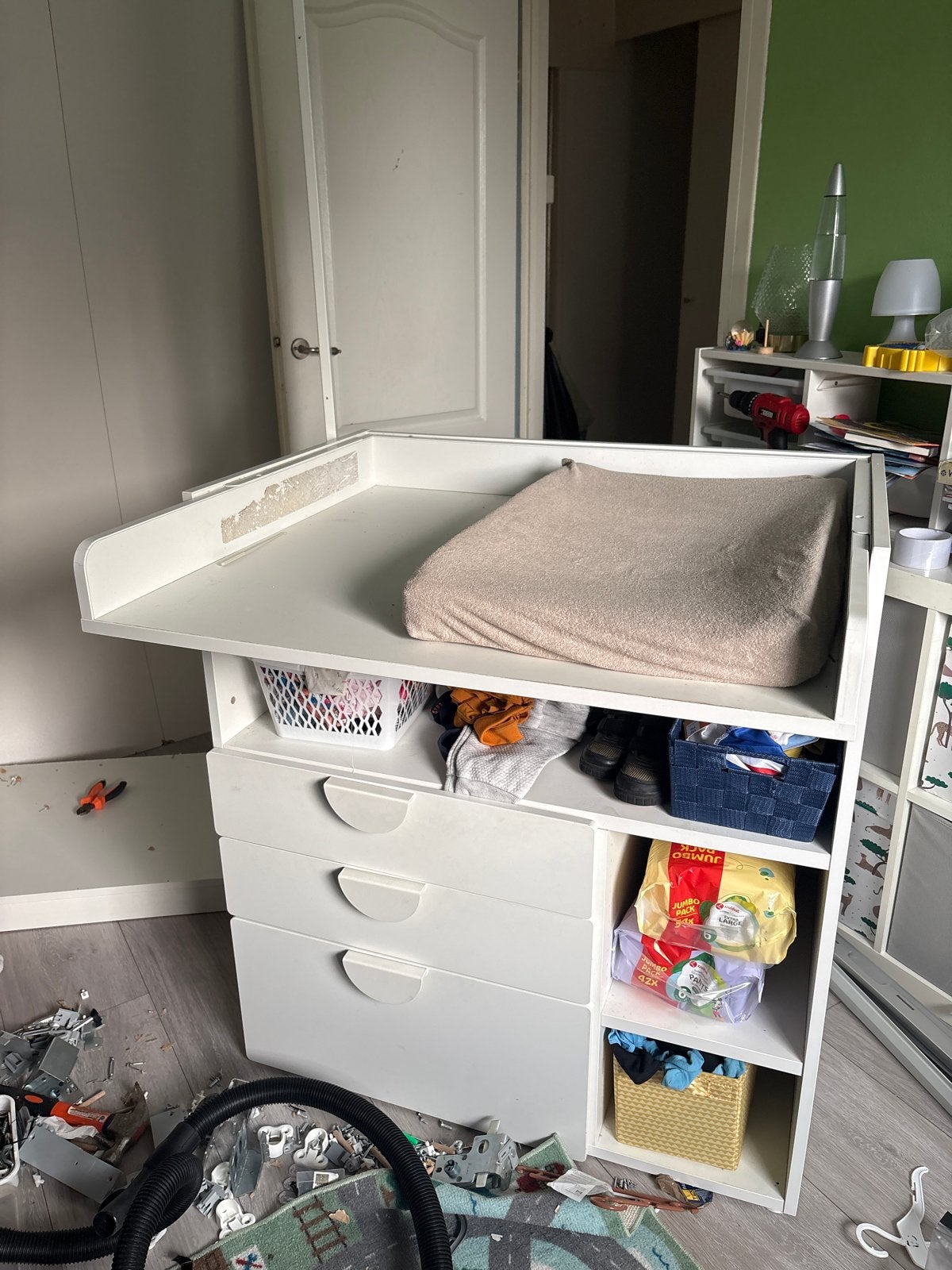Witte commode met lades en opbergvakken, Ophalen, Gebruikt, 50 tot 70 cm, 75 tot 100 cm