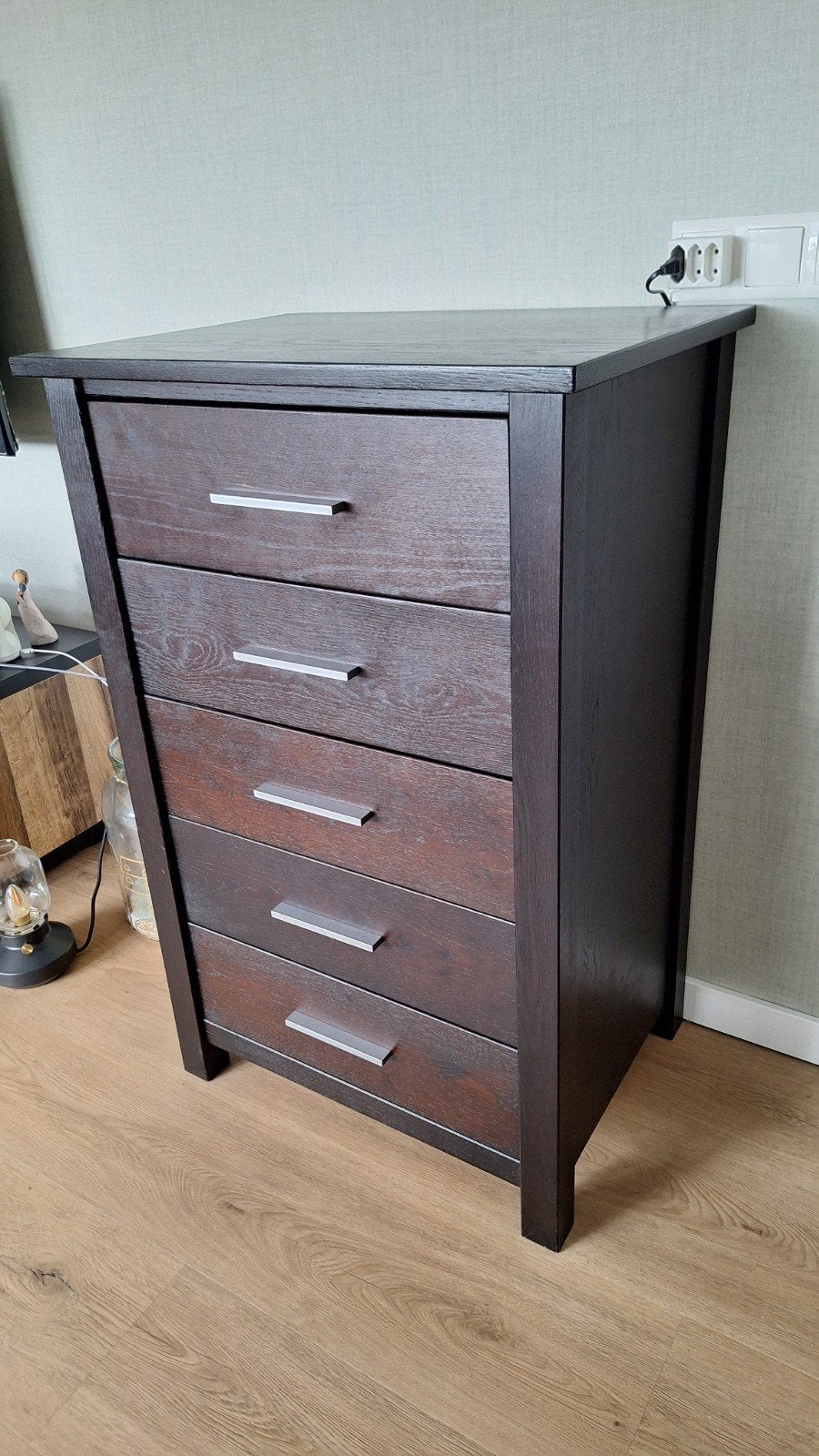Eiken ladekast donkerbruin - 100x64x47 cm, Huis en Inrichting, Ophalen, Gebruikt, 5 laden of meer, 100 tot 150 cm
