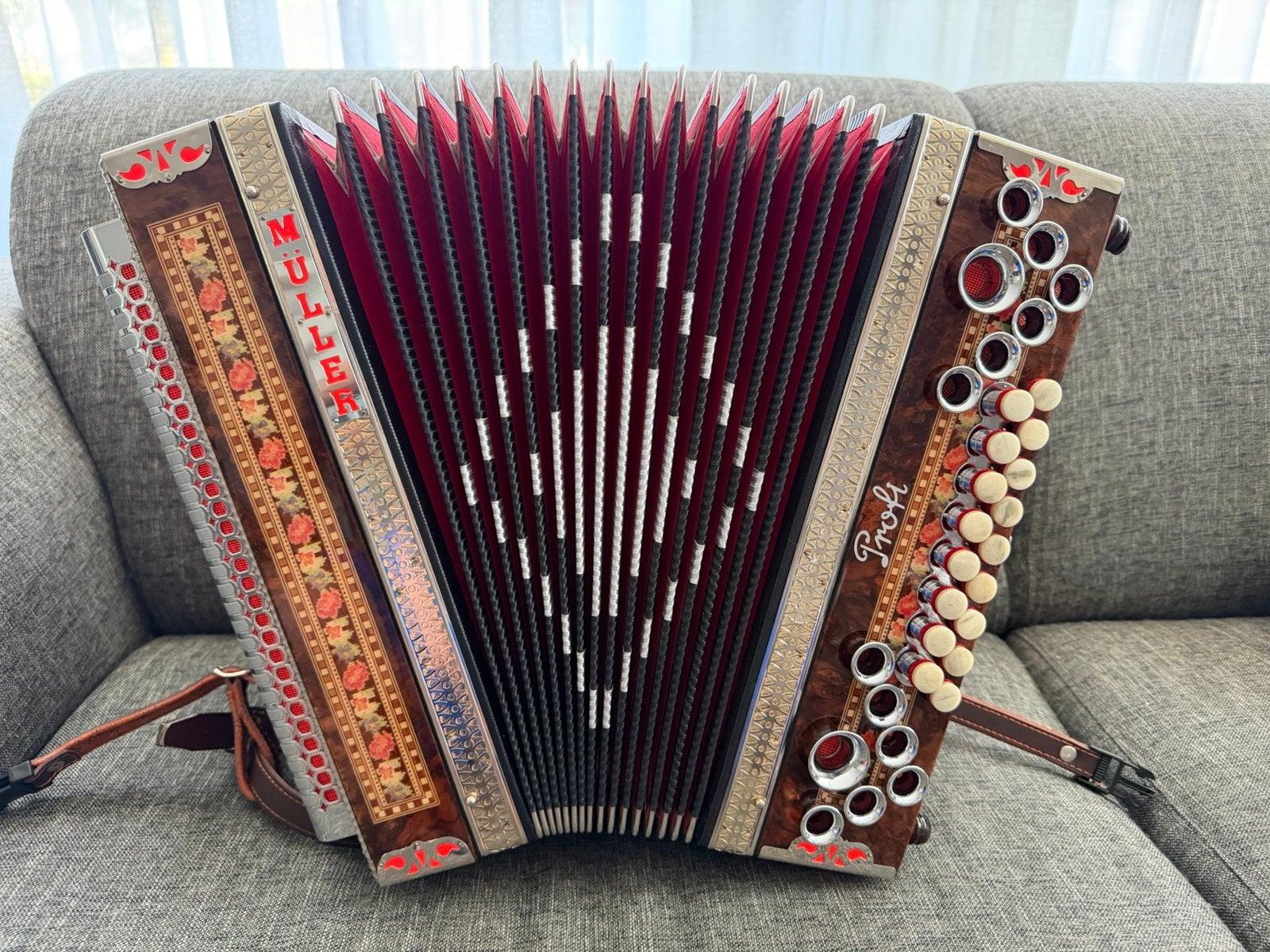 Müller harmonika gcfb, Met riemen, Overige formaten, Zo goed als nieuw, Ophalen