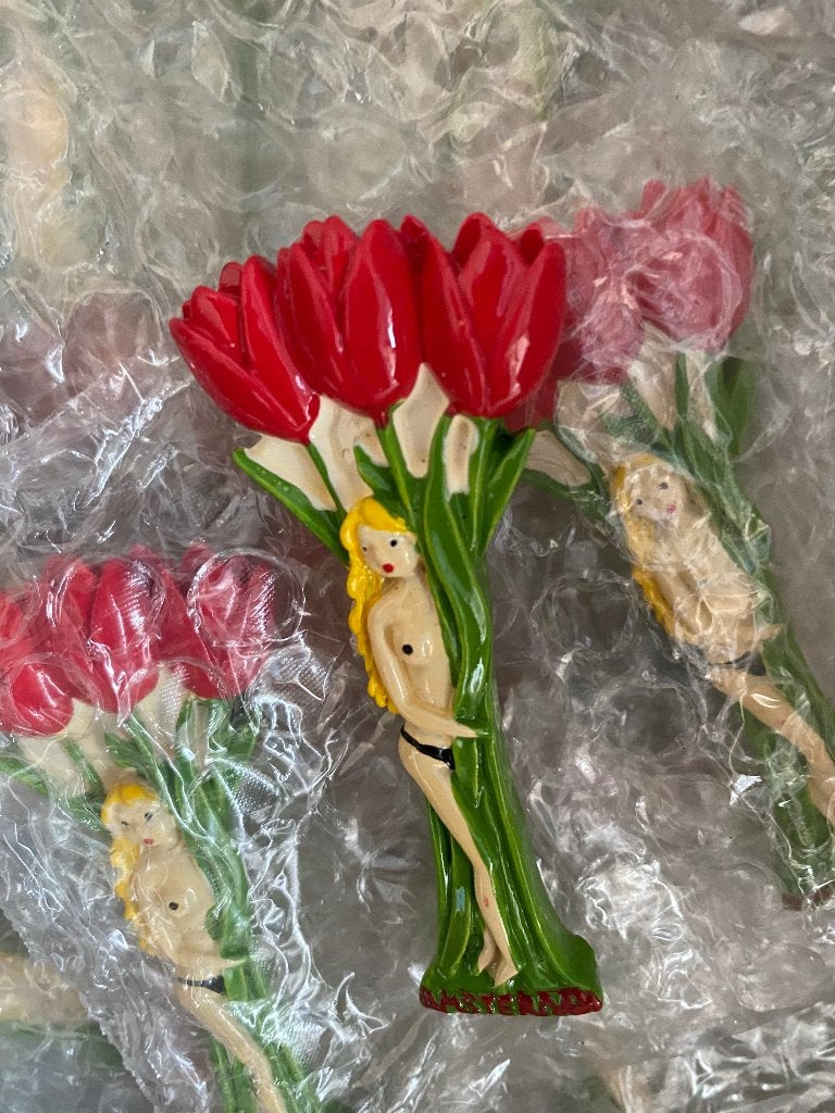 koelkast magneten  vrouw met tulpen, Ophalen of Verzenden, Nieuw