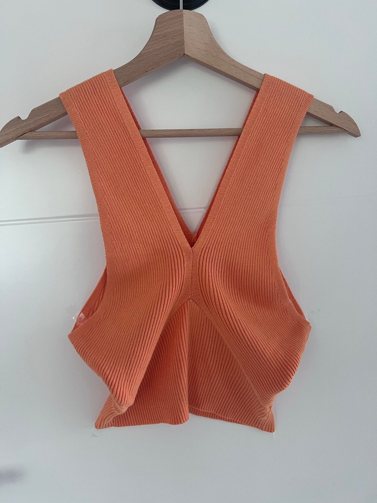 Oranje geribbelde crop top van Loavies, maat S, Oranje, Ophalen of Verzenden, Zo goed als nieuw, Maat 36 (S)
