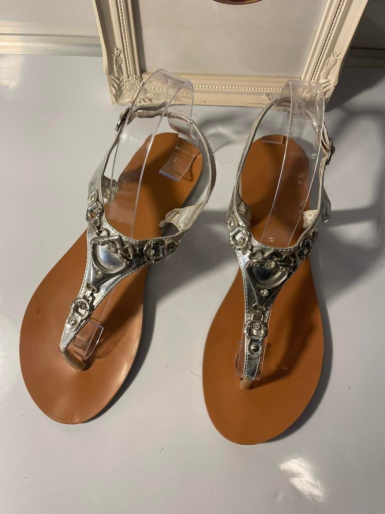 Jumex zilveren metallic sandalen Zeer Goed EU 39, Kleding | Dames, Schoenen, Zo goed als nieuw, Sandalen of Muiltjes, Overige kleuren