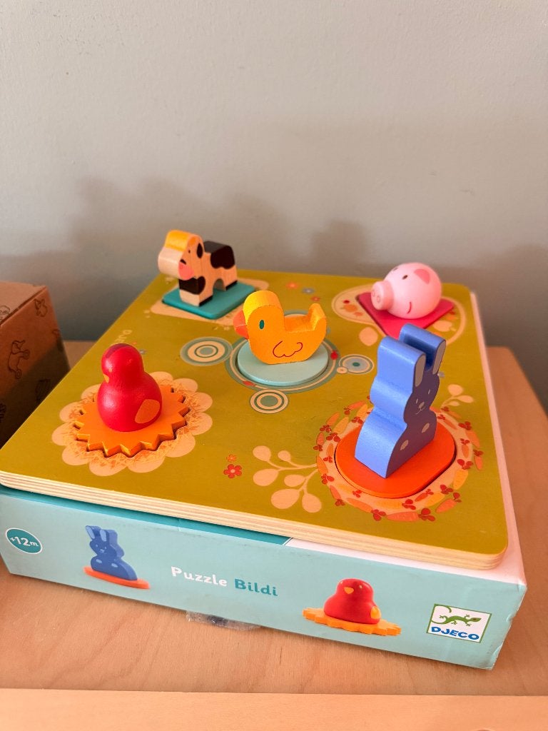 Houten speelgoed, puzzels en blokken - premium merken, Ophalen, Zo goed als nieuw, Van hout, Minder dan 10 stukjes