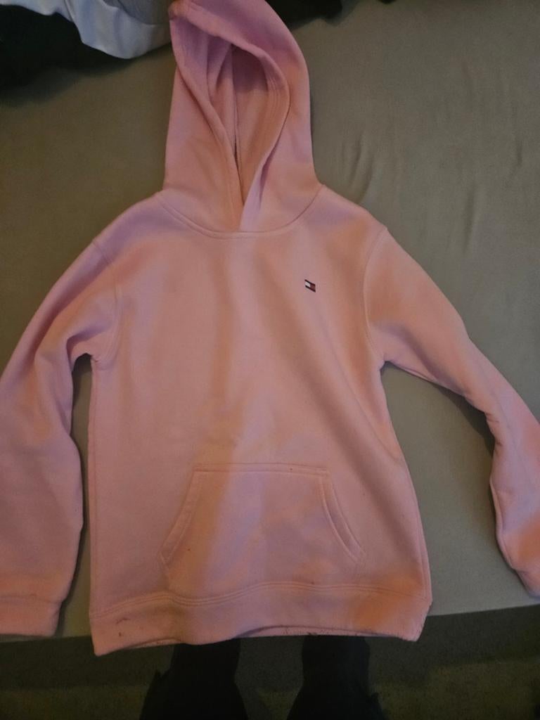 Roze Tommy Hilfiger hoodie maat 140, Gebruikt, Jongen of Meisje, Trui of Vest, Ophalen of Verzenden