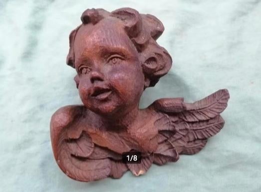 Houten hoofd van engel, Antiek en Kunst, Antiek | Religie, Ophalen of Verzenden