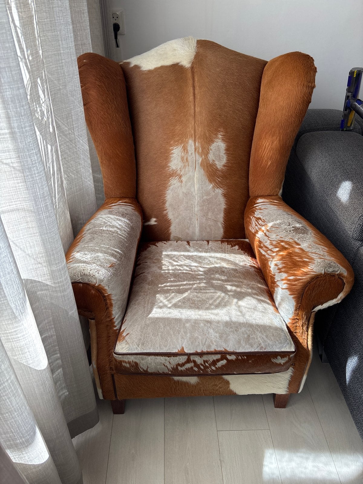 Joris Koeienhuid Fauteuil - Comfortabel en Uniek, Huis en Inrichting, Fauteuils, Ophalen, Gebruikt, Leer, 75 tot 100 cm