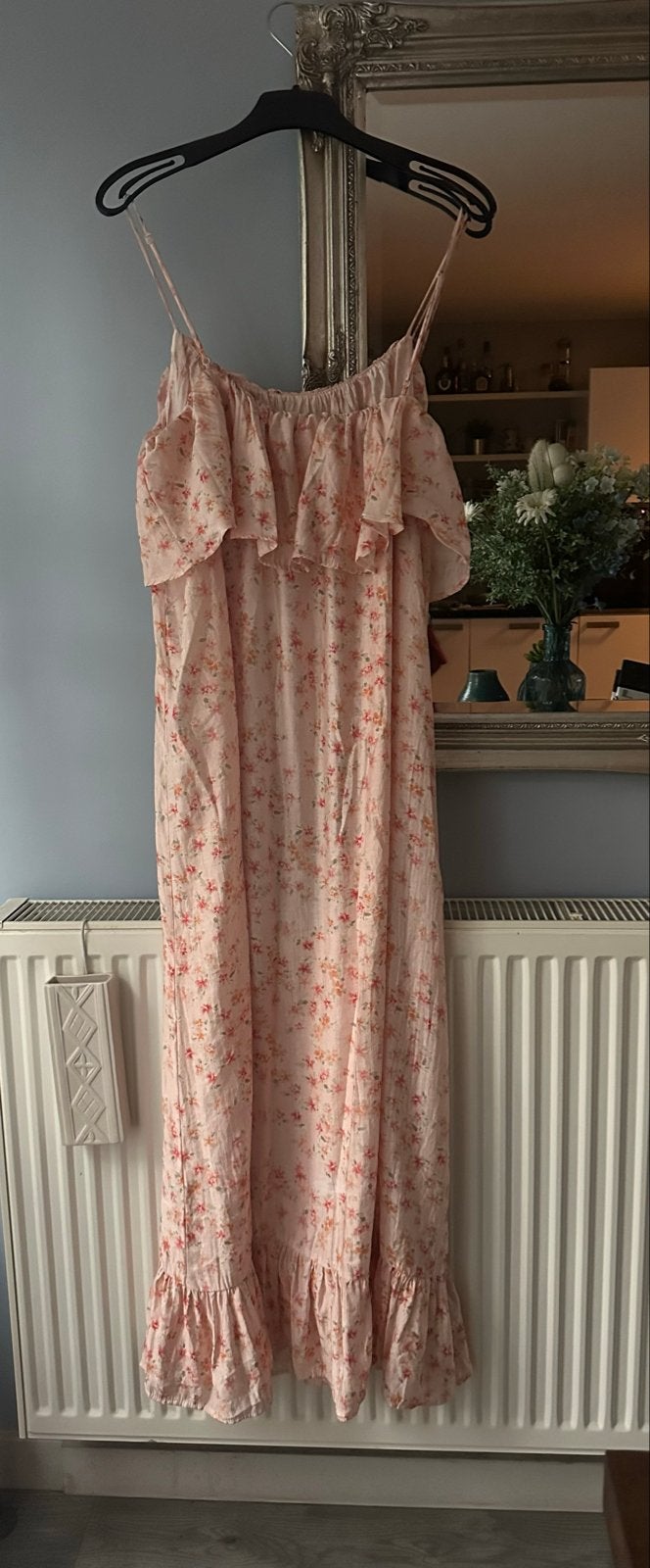 H&M Roze Maxi Jurk met Bloemenprint - Maat M, Maat 38/40 (M), Ophalen of Verzenden, Zo goed als nieuw, Roze