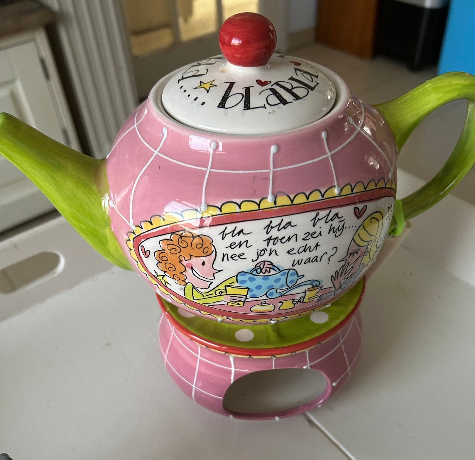 Blond theepot en theelicht, Overige typen, Ophalen of Verzenden, Zo goed als nieuw, Aardewerk
