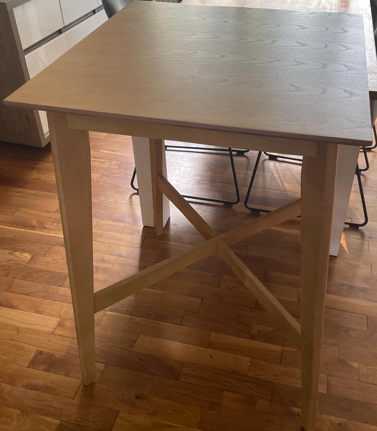 Bartafel licht eiken, Ophalen, Eikenhout, 50 tot 100 cm, Vierkant