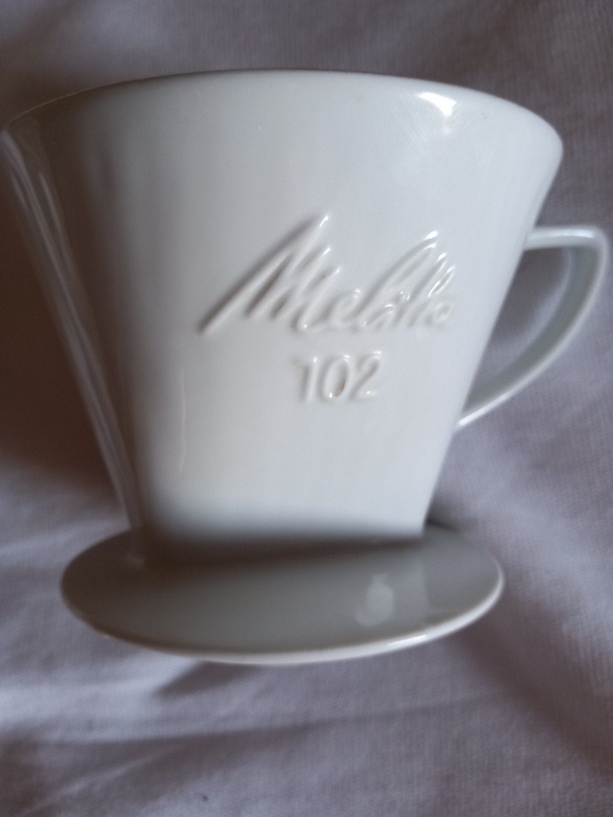 Porseleinen koffiefilterhouder Melitta 102 - koffiefilter, Ophalen of Verzenden, Gebruikt, Porselein