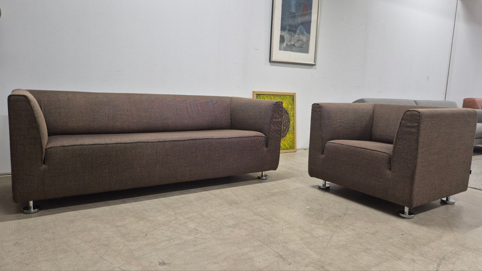 Prachtige Gelderland model 4800 design bank + fauteuil ZGAN, Gelderland 4800, 2 zits bank fauteuil, 150 tot 200 cm, Driepersoons
