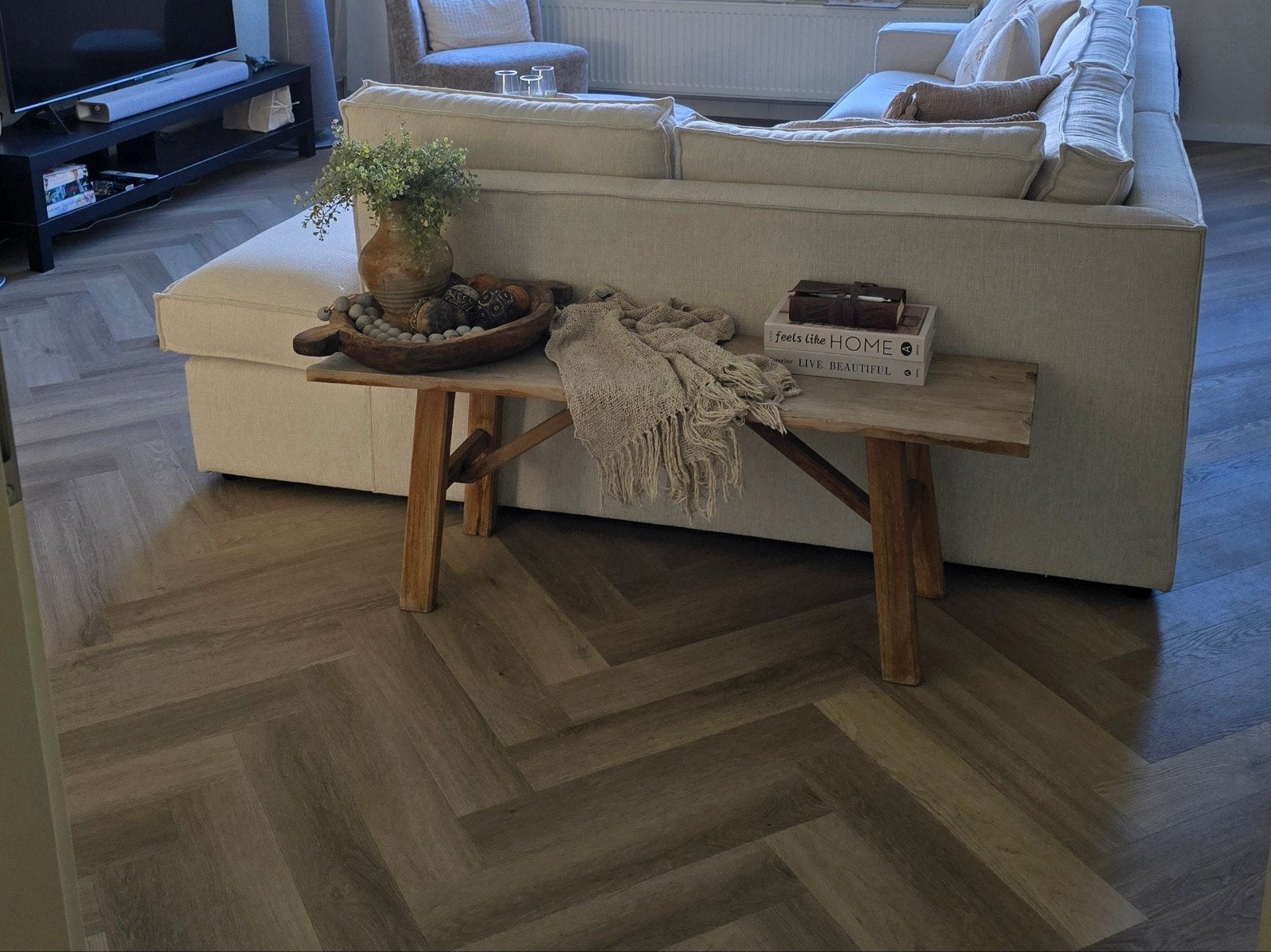 Landelijk houten bankje, Huis en Inrichting, Tafels | Bijzettafels, Ophalen, Minder dan 45 cm, Landelijk, 75 cm of meer