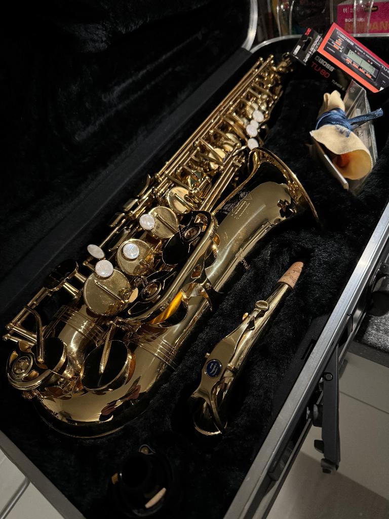 Trevor James 'The Horn' Altsaxofoon, Goud Gelakt, Muziek en Instrumenten, Ophalen, Zo goed als nieuw, Alt, Met koffer