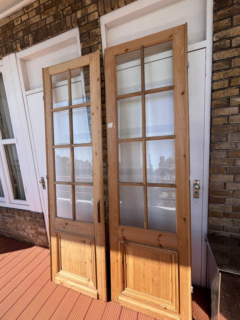 set antieke openslaande deuren met facet geslepen glas, Ophalen, Minder dan 80 cm, 215 cm of meer, Binnendeur