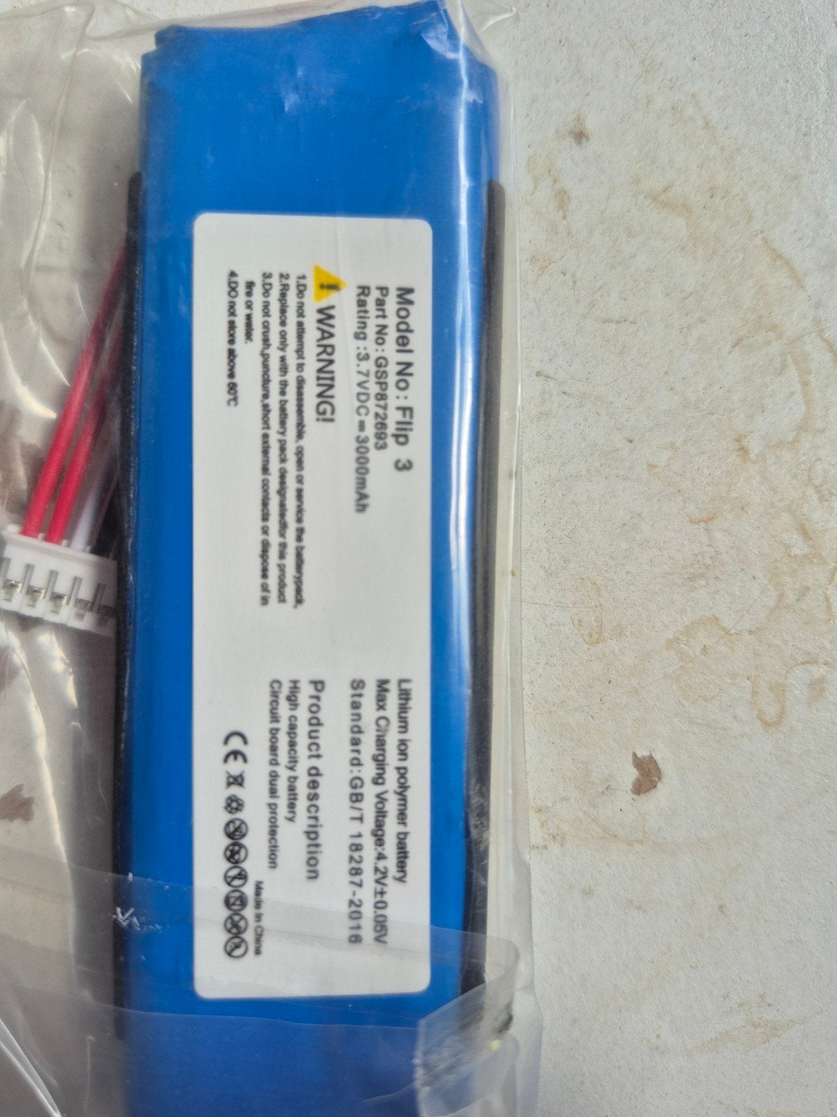 Nieuwe accu voor JBL Flip 3 - 3000mAh, Ophalen of Verzenden, Nieuw, Oplaadbaar