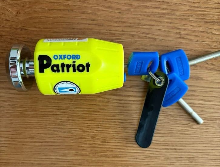 Oxford Patriot schijfremslot, Motoren, Accessoires | Sloten, Ophalen of Verzenden, Gebruikt