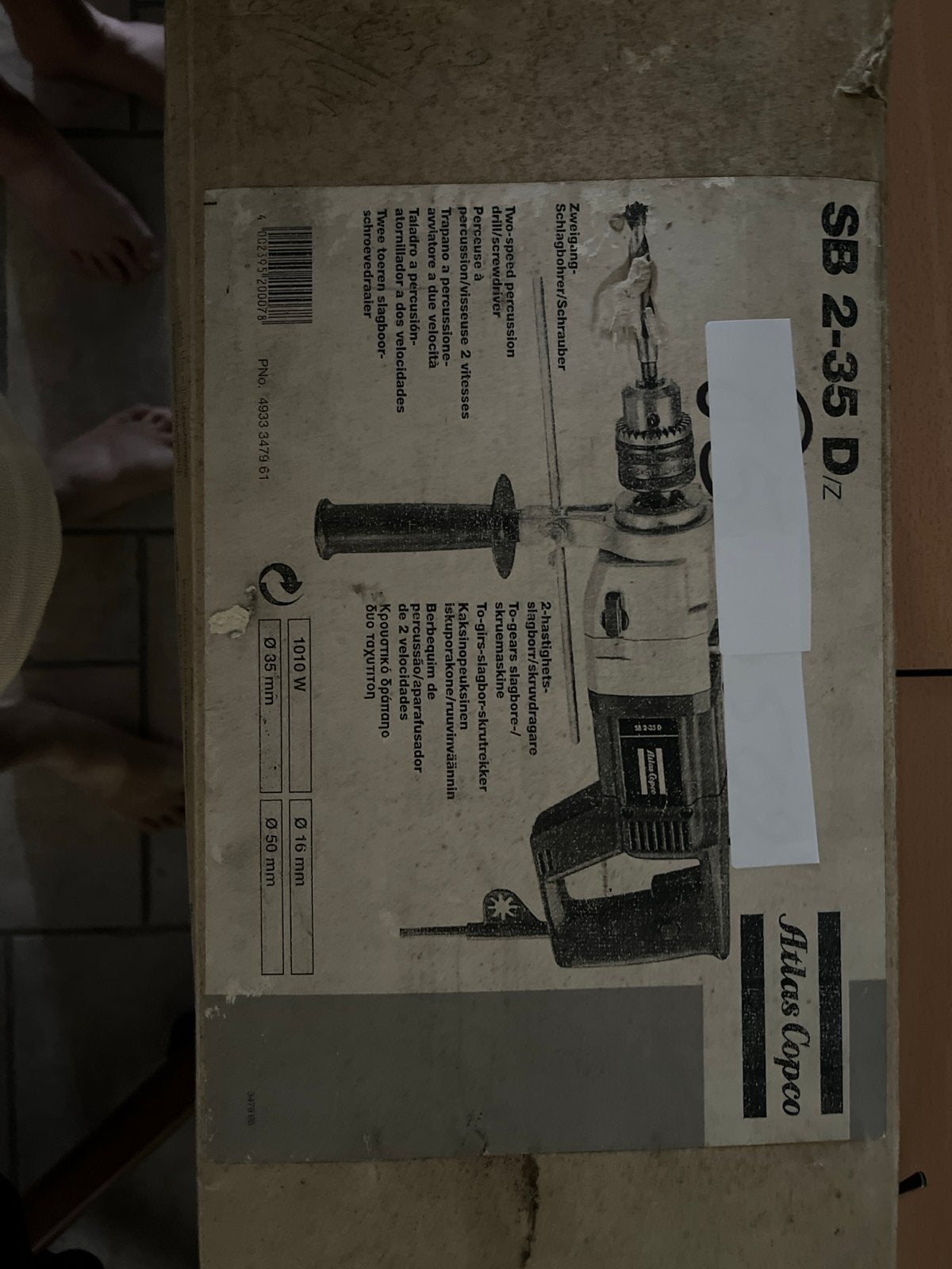 Atlas Copco SB 2-35 Dz Boormachine - 1010W, 2 snelheden, Boormachine, 600 watt of meer, Ophalen of Verzenden, Zo goed als nieuw