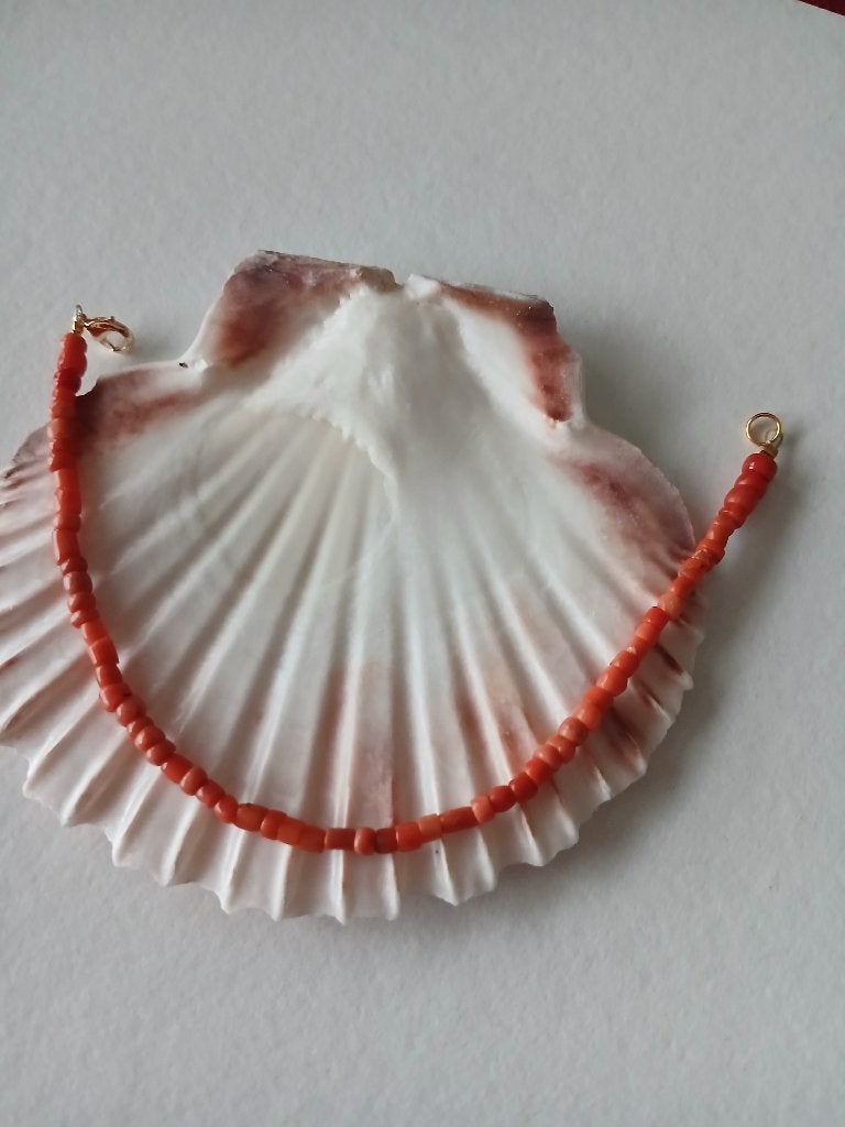 Armbandje oude bloedkoralen, 20.5 cm, Verzenden, Gebruikt, Oranje, Overige materialen