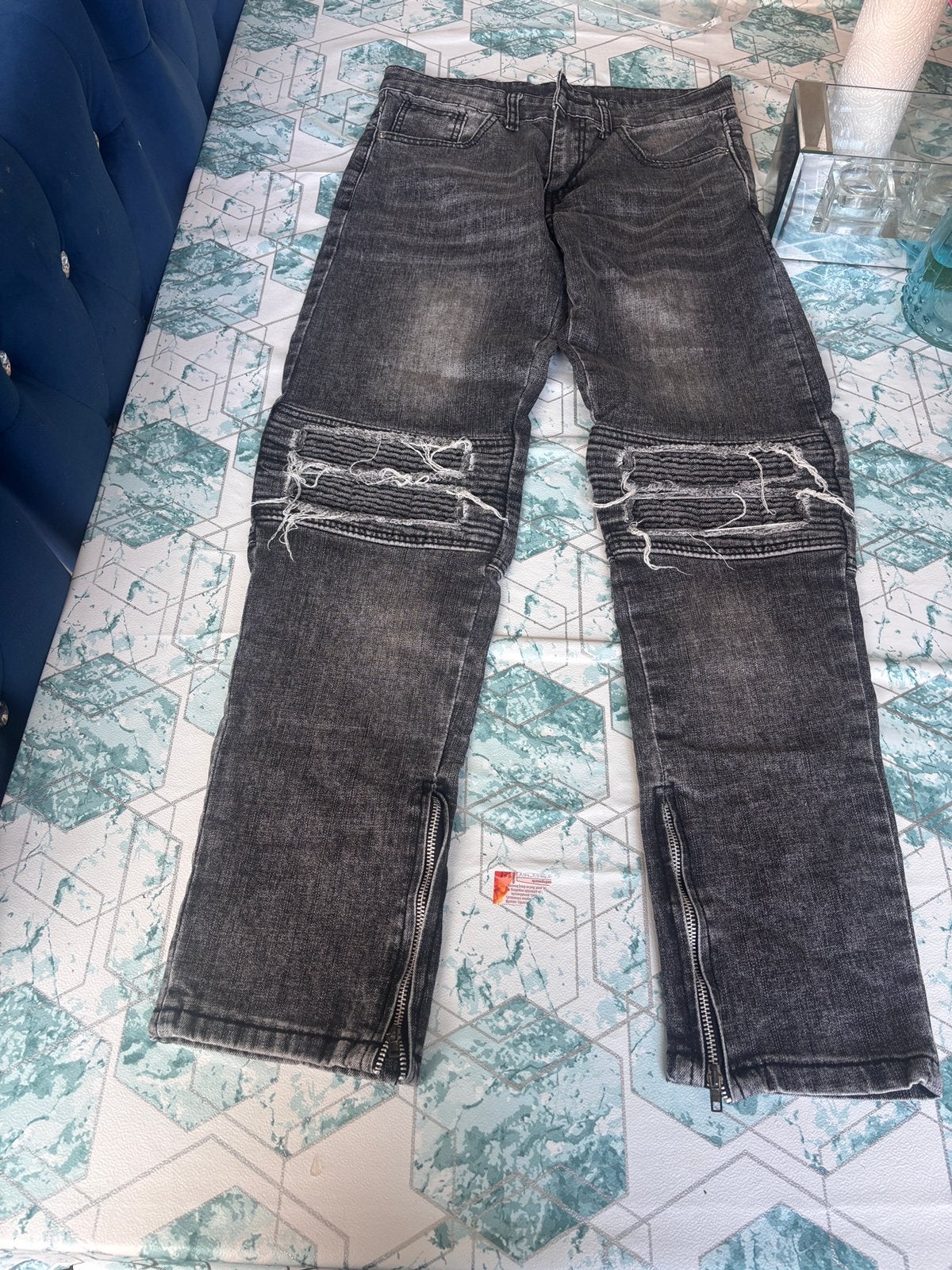 IC Jeans zwarte/grijze ripped jeans – maat S, Ophalen of Verzenden, Zo goed als nieuw, Blauw, W32 (confectie 46) of kleiner
