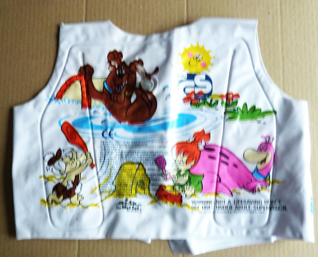 Flintstones  Hanna-Barbera  zwemvest  1982 en badtasje 1985, Ophalen of Verzenden, Nieuw, Tv, Gebruiksvoorwerp