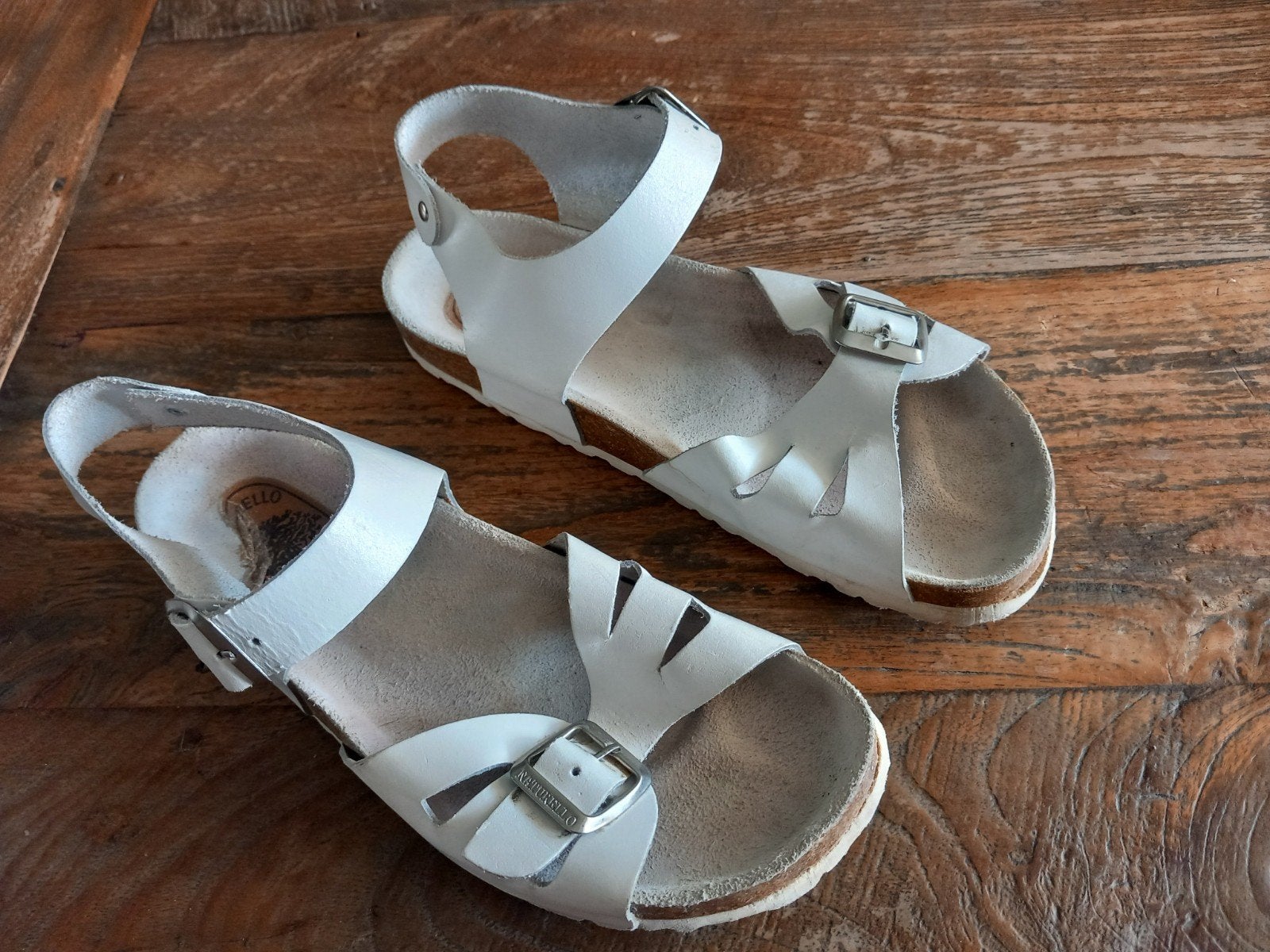 Naturello sandalen maat 38, Wit, Zo goed als nieuw, Birkenstock, Sandalen of Muiltjes