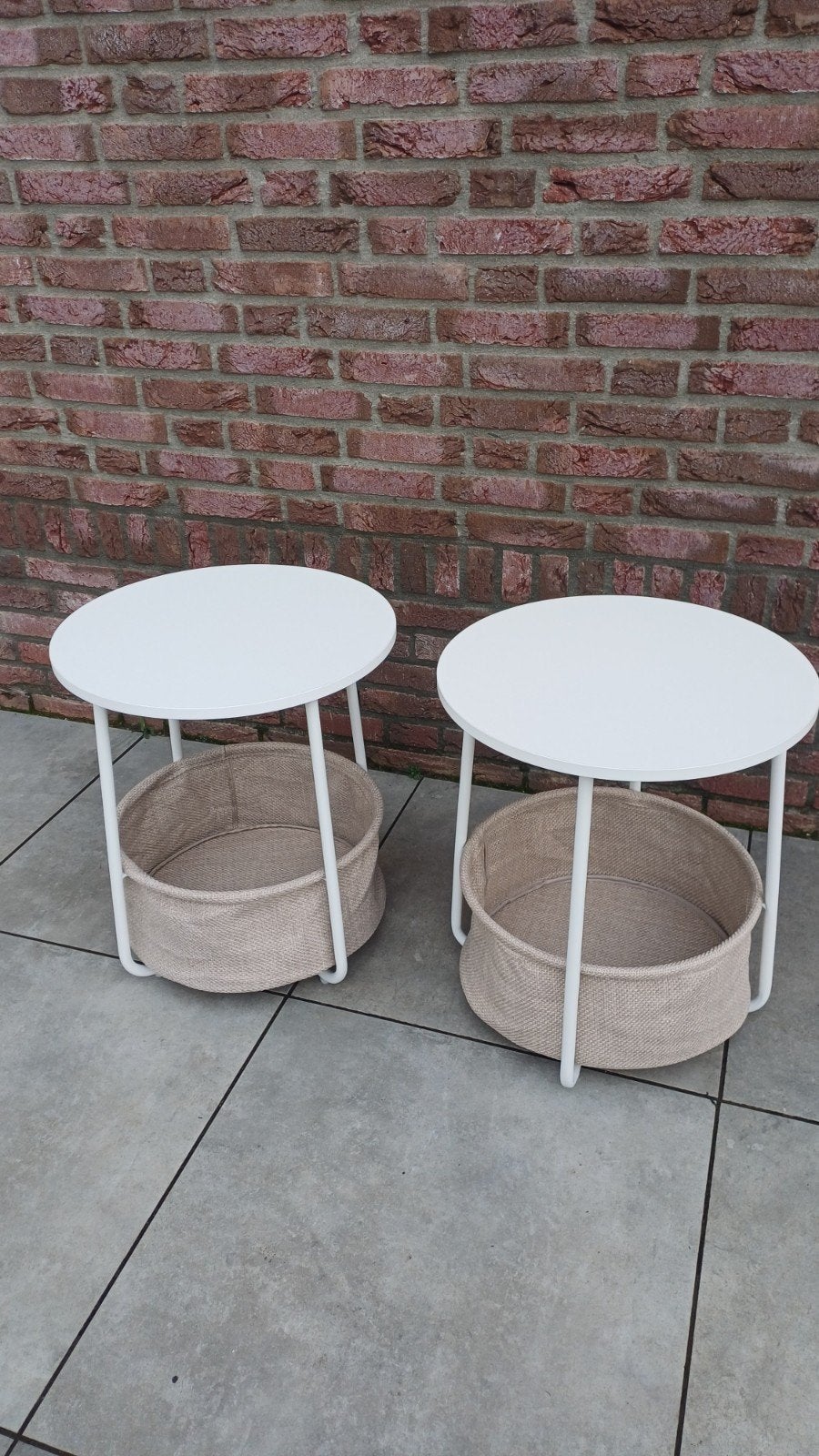 Bijzettafel Sidetable Nachtkastje Wit Crème Mand, Ophalen of Verzenden, Nieuw, Rechthoekig, Minder dan 55 cm