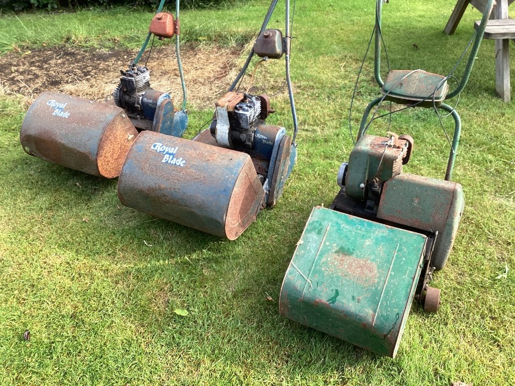 Benzine grasmaaiers 3x, Tuin en Terras, Grasmaaiers, Gebruikt, Benzine-grasmaaier, 50 cm of meer, Kooimesmaaier
