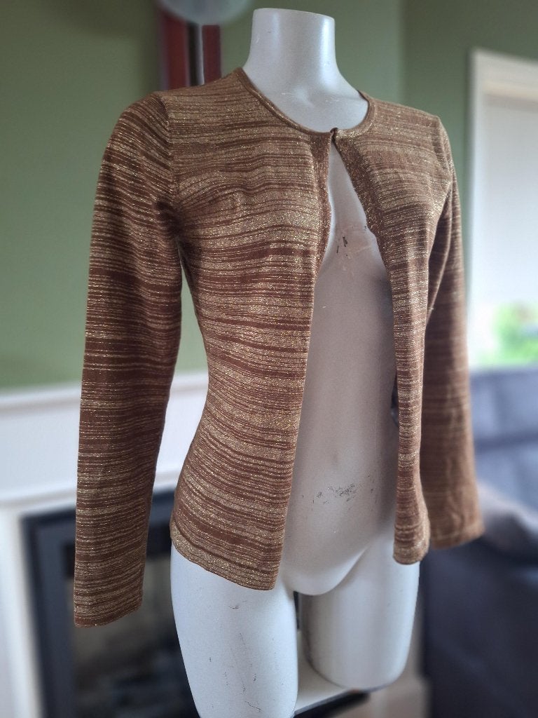 Caroline Biss bruin gouden draad vest 38, Kleding | Dames, Maat 38/40 (M), Bruin, Verzenden, Zo goed als nieuw