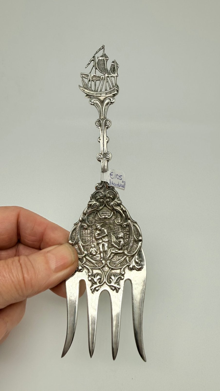 Hollands zilveren broodvork uit 1929! Lengte: 18,3 cm., Verzenden, Zilver